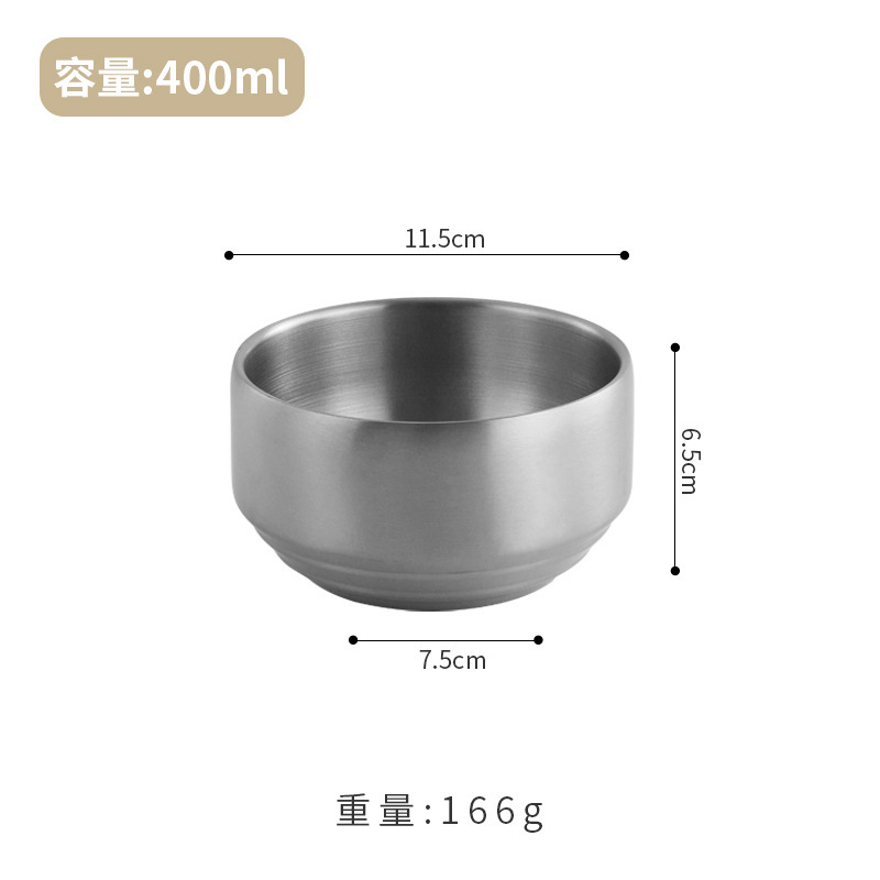 韩式不锈钢带盖米饭碗汤碗304加厚小碗防烫金色双层隔热泡菜碗|undefined