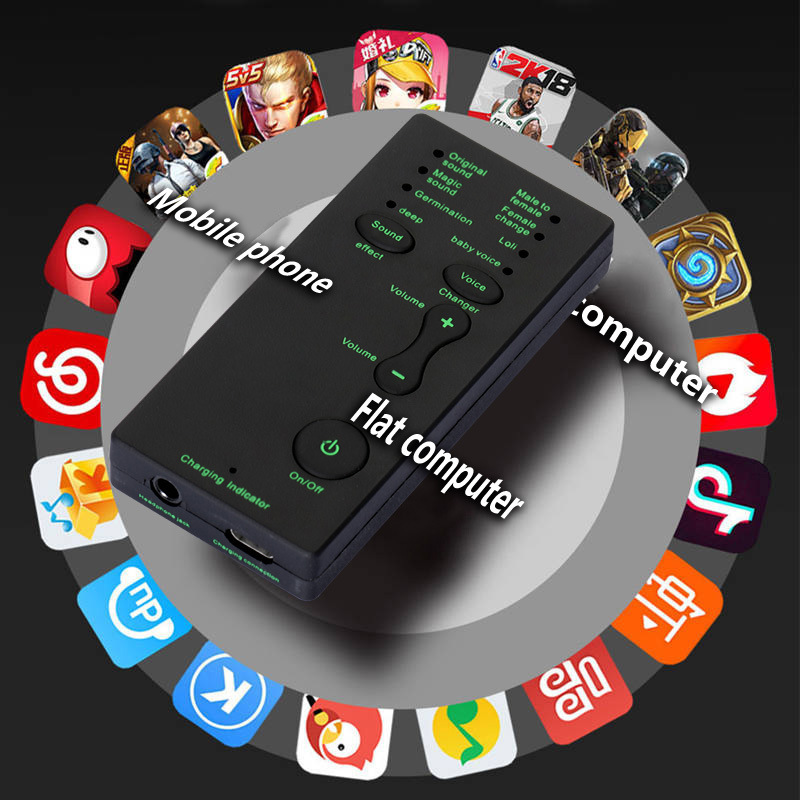 Teléfono móvil/computadora tarjeta de sonido mini cambiador de voz con un solo clic belleza voz pollo juego anclaje grabación cambiador de voz