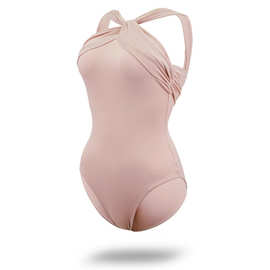 高弹锦纶舞蹈练功服女前挂脖拼网芭蕾舞练功衣成人高胯艺考体操服