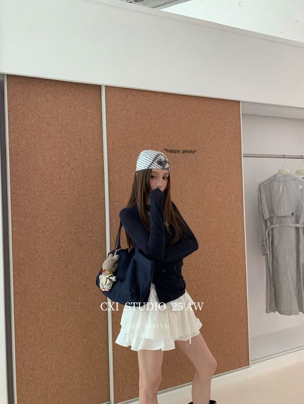 CXI韩系辣妹长袖打底衫女秋季新款叠穿假两件针织T恤修身内搭上衣|undefined