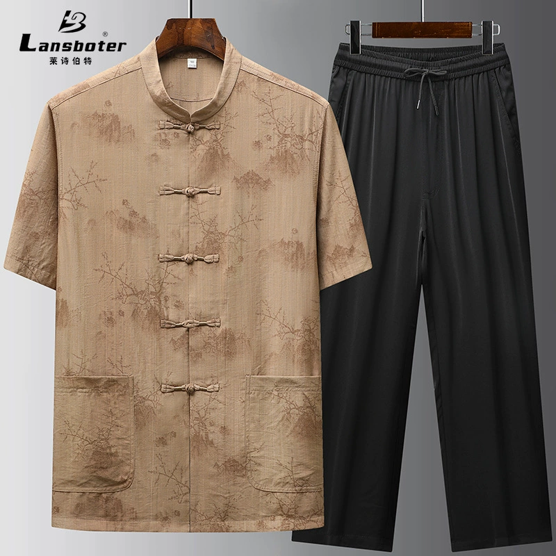 Silk summer set, with short sleeve, Chinese style