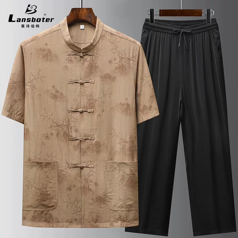 Silk summer set, with short sleeve, Chinese style