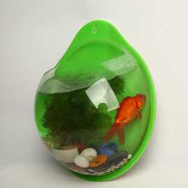 玻璃质感鱼缸亚克力墙上悬挂式水培绿萝创意家具壁挂饰品植物花盆