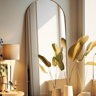 Trendy Full-Length Floor Mirror for Home Use, Girls' Bedroom Dressing Mirror, Wall-Mounted Three-Dimensional Glass Arched Large Mirror