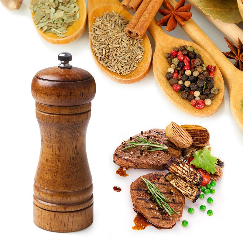 Cross-border Special Seasoning Bottle Oak Mill Pepper Mill Manual Pepper Mill Multi-use Seasoning Bottle Kitchen_voghion.com