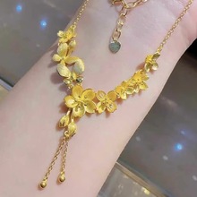 黄金色蝴蝶繁花似锦套链仿越南沙金婚庆花朵流苏项链婚嫁三金首饰