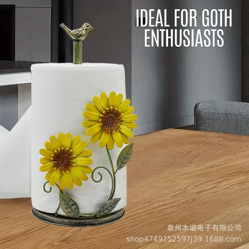 厨房纸巾架花朵铁艺工艺品美式复古卫生间别墅咖啡厅桌面卷纸巾架