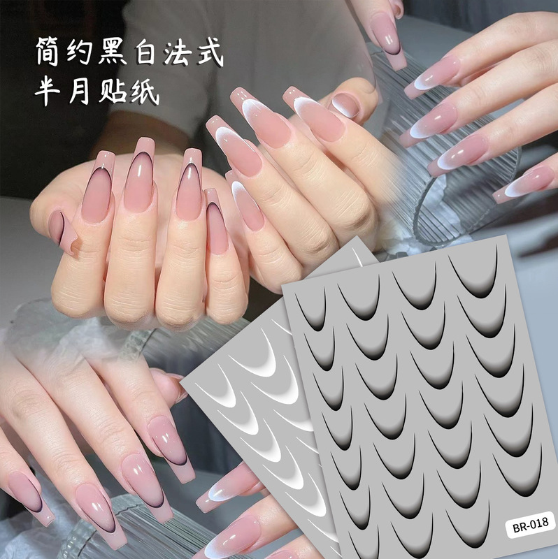 Cross-border Color Gradient Simple Nail Sticker French Thin Tough Nail Sticker Jewelry Joker DIY Back Adhesive Sticker BR