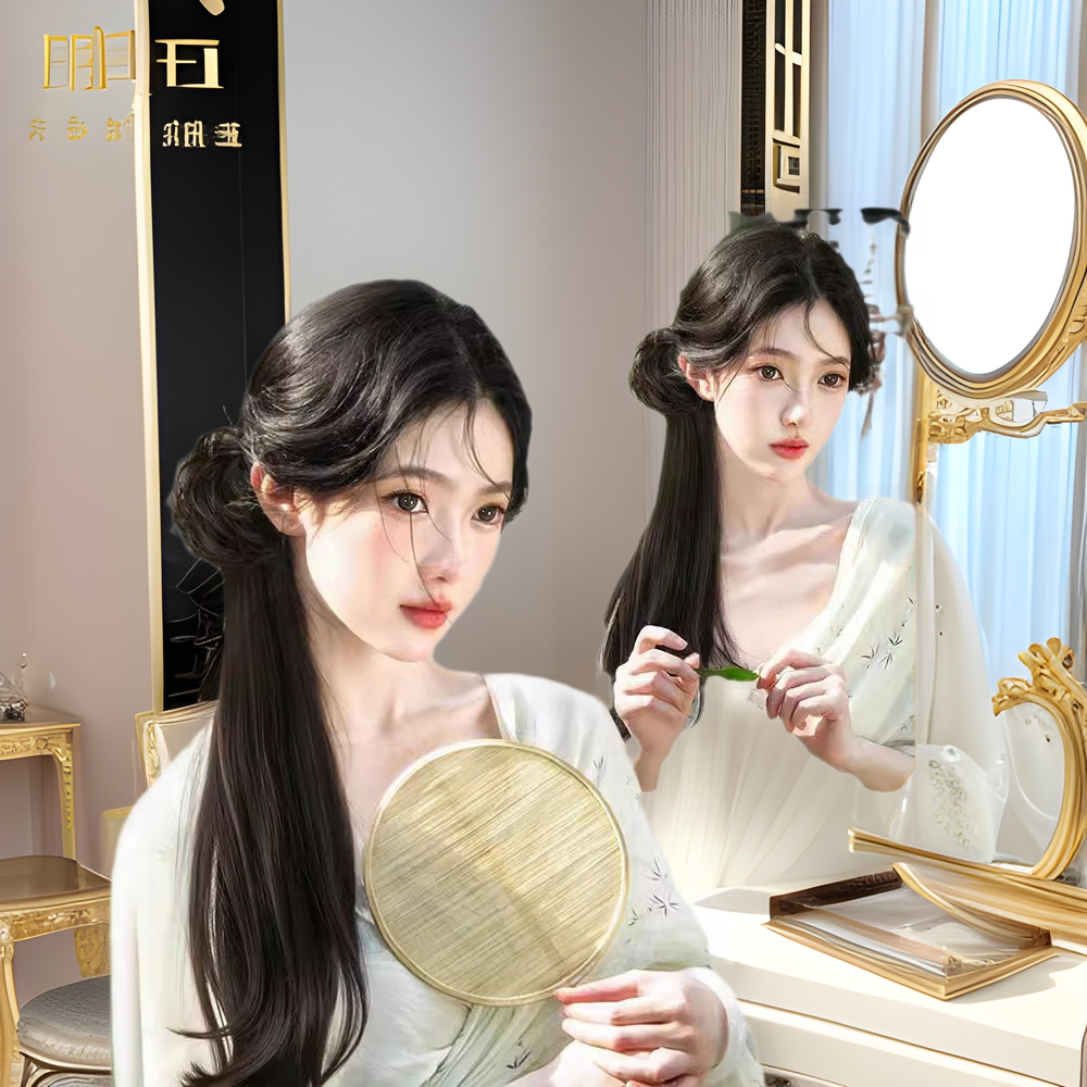 Ais New Chinese-style Clamping Ponytail Wig Hanfu Ancient Dress Style Ponytail Cheongsam Long Hair Braid Antique Side Ponytail