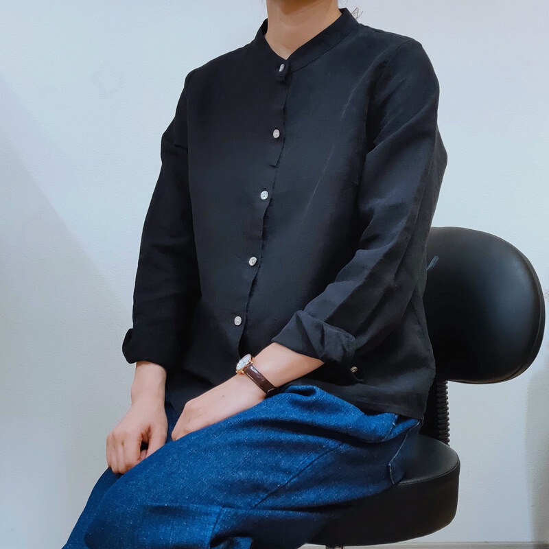 9963 hemp shirt Women's hemp linen washed high craft long sleeve casual shirt