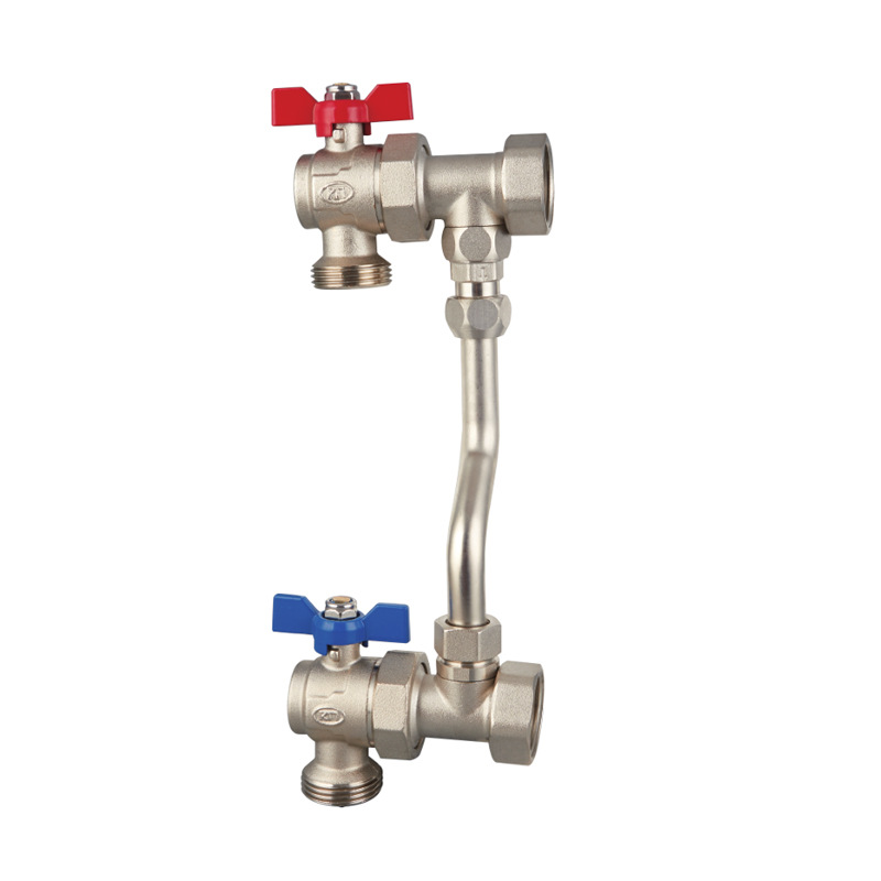 黄铜地暖分水器阀门铜电镀25×1寸PPR管内丝外丝角式回水过滤球阀