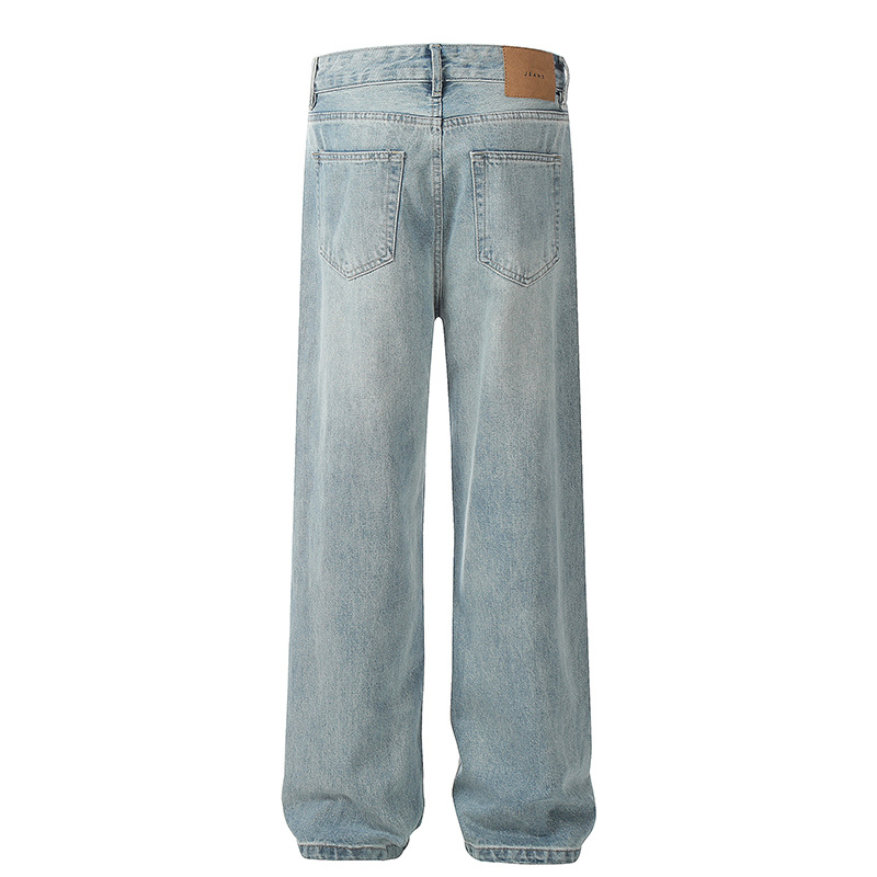 Retro Straight Leg Wide Leg Jeans Loose Fit Casual Summer Style Clean Street Style Floor Length Pants For Men And Women_mkmklike.com