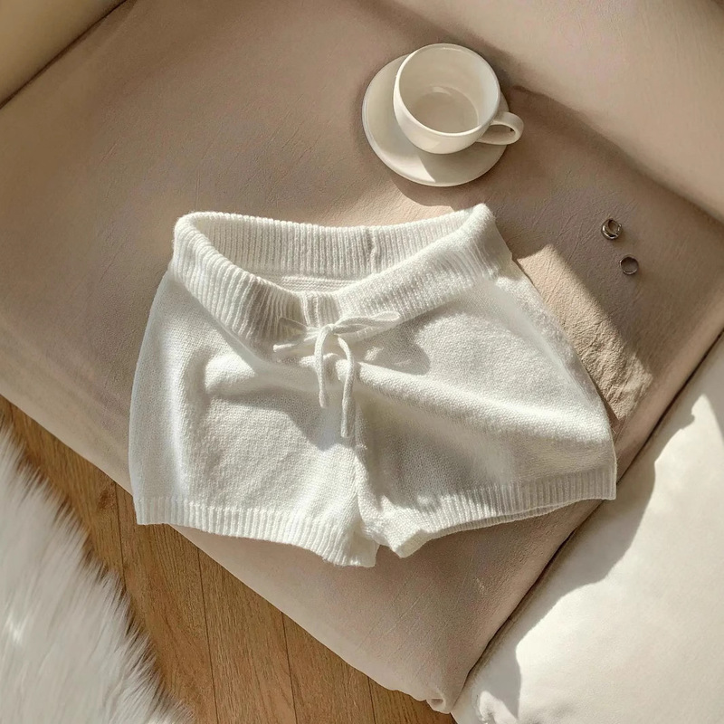 Amazon Cross-Border E-Commerce Loose Knit Shorts New Style Elastic Waist Oversized Casual Pants Ultra-Short