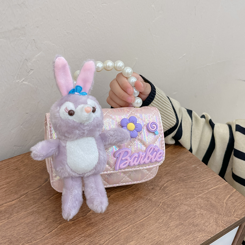 2023 nuevo bolso de los niños bolsa de hombro de conejo de dibujos animados estilo Chanel princesa bolsa perla portátil monedero bolsa