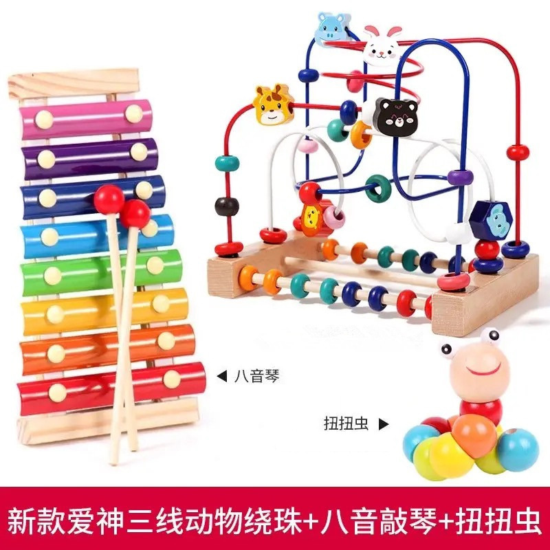 Bebés y niños alrededor de perlas capacidad multifunción juguetes de bloques de construcción de perlas para niños iluminación bebé 0 - 1 - 2 años y medio 3 educación temprana Mons