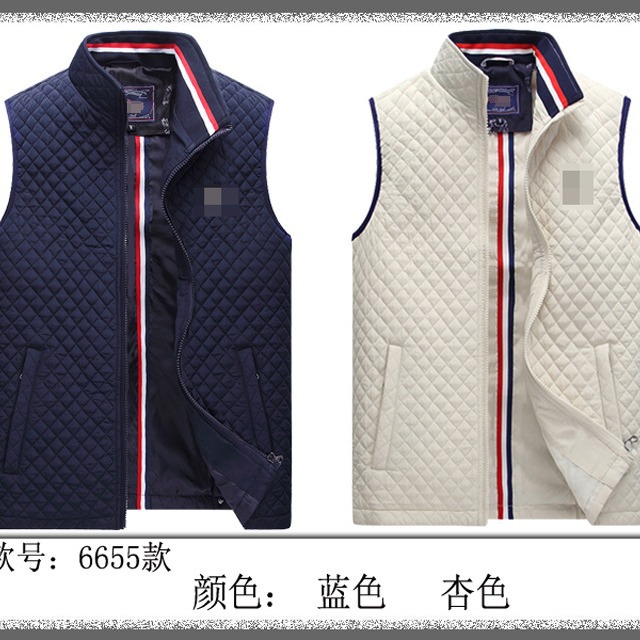 ケンディサメ秋冬馬甲加綿馬挟み男立襟厚型ベストノースリーブコート大サイズカン肩6655
