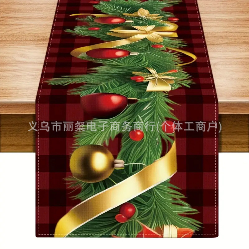 跨境圣诞节印花桌旗新款圣诞桌旗亚马逊特姆热卖品节日餐桌装饰|undefined