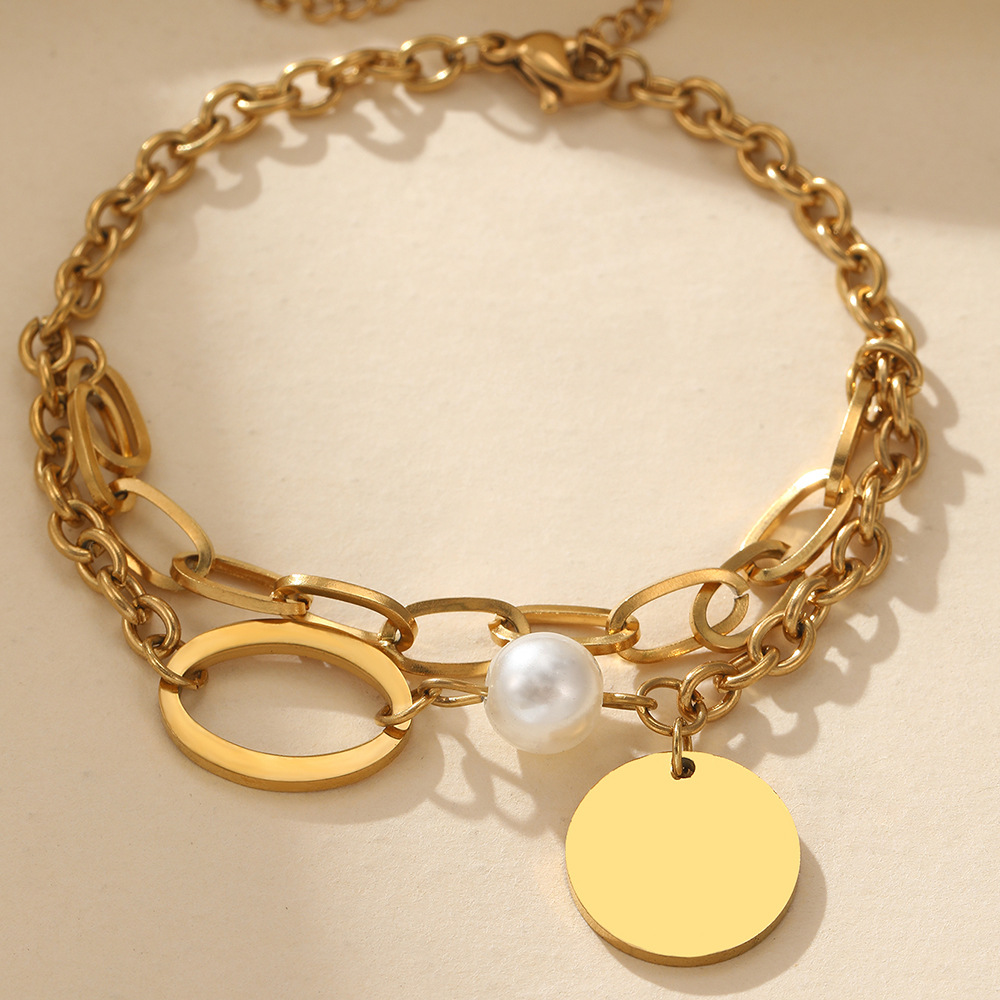 Holiday, Daily Occasion 304 Stainless Steel Material Simple Style Classic Style Solid Color 304 Stainless Steel Stainless Steel Bracelets In Bulk