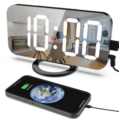 Led目覚まし時計デュアルusb出力携帯電話充電寝坊鏡面時計デジタル創造時計センサー調光電子時計