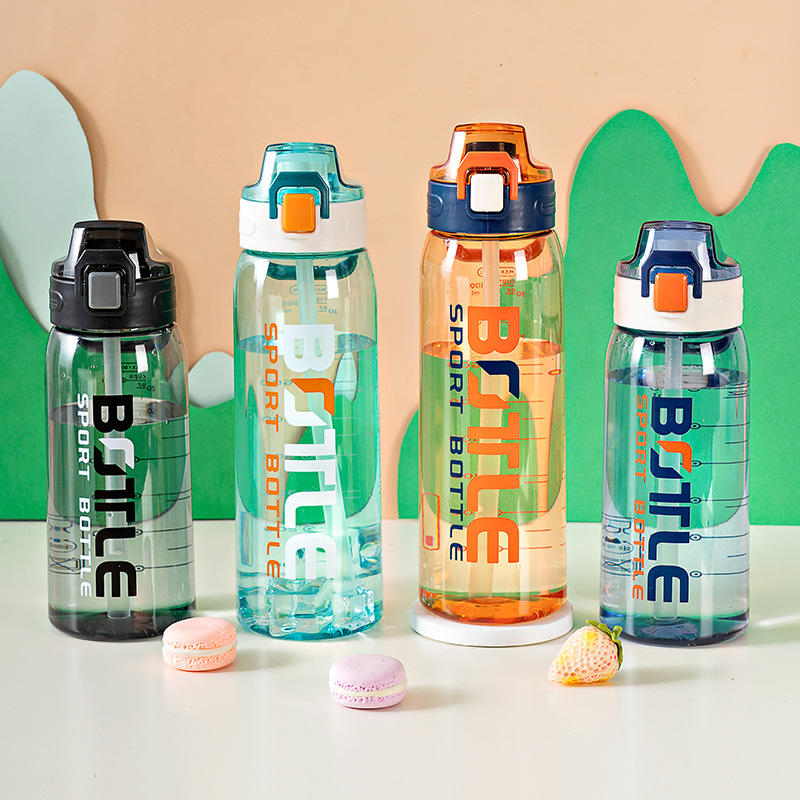 Tapa de primavera taza de agua adulto masculino con escala de cuerda deportes fitness botella de agua estudiante femenina taza de paja resistente a la caída para mujeres embarazadas