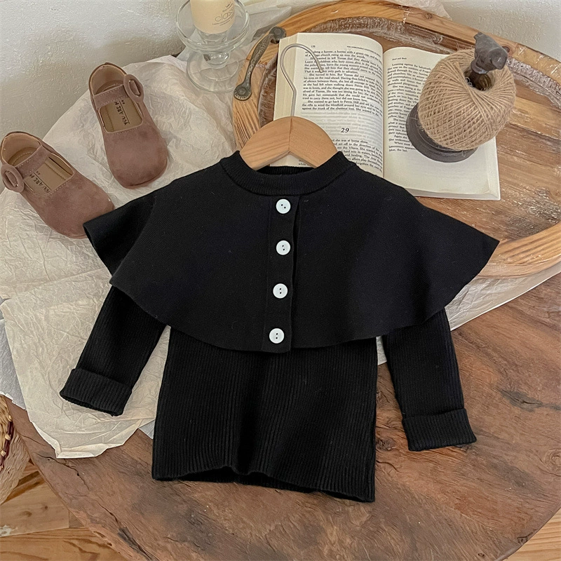 Детский свитер-накидка для девочек, модный вязаный кардиган, оптовая продажа, дропшиппинг, утолщенная теплая версия