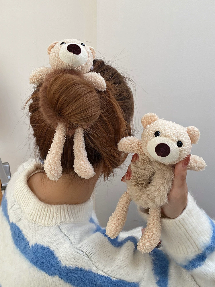Plush hair rope, cute brand rabbit, hair accessory, with little bears, internet celebrity