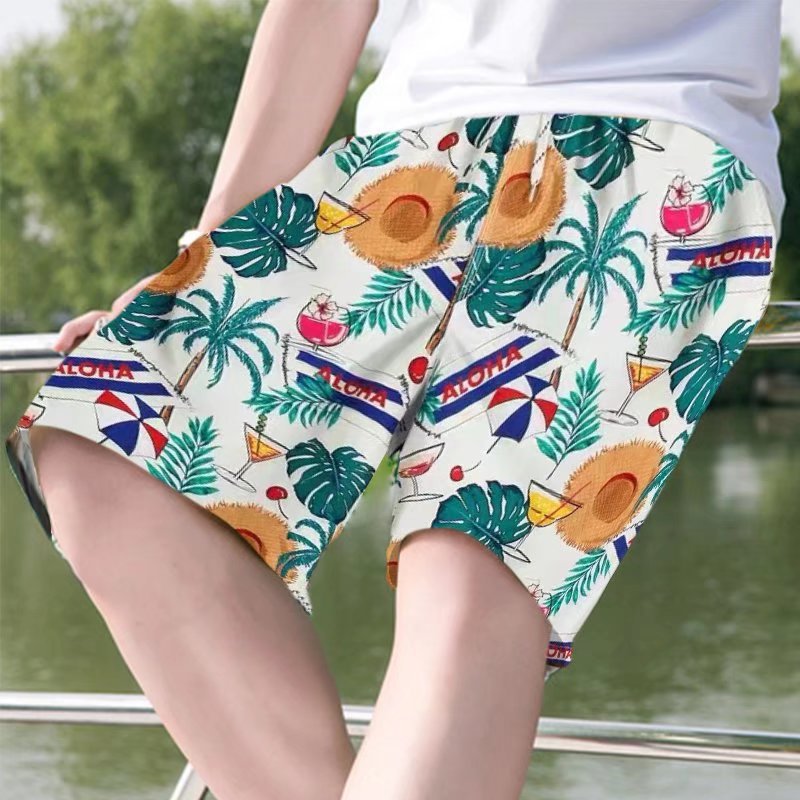 Beach pants men's hot spring seaside swimming trunks suit men's five points Anti-embarrassment shorts couple loose