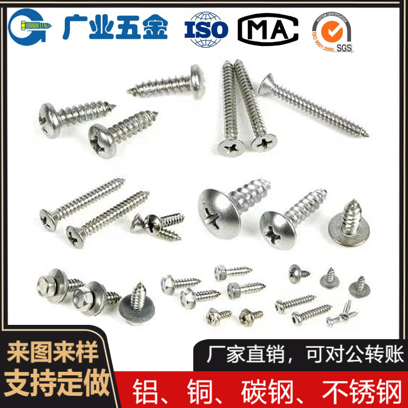 源头深圳厂家生产不锈钢圆头半圆头沉头自攻钉小螺钉螺杆来图来样