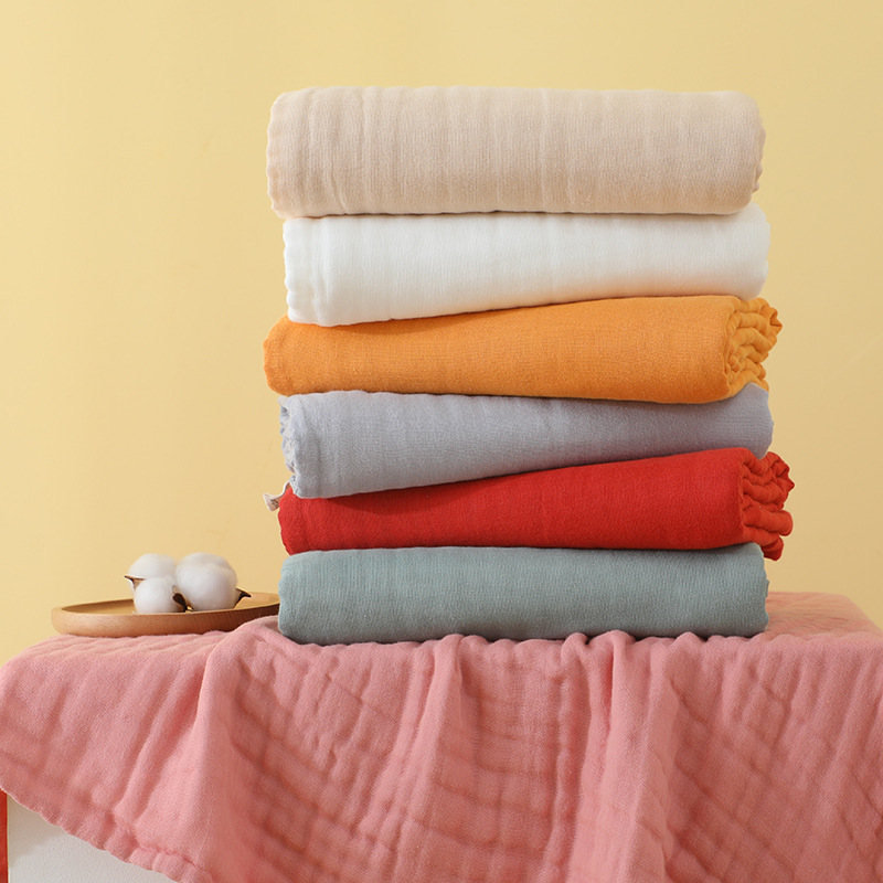6-Layer Pure Cotton Gauze Bath Towel, Class a Solid Color Bath Towel, Amazon Plain Blanket, Children's Simple Wrap Towel