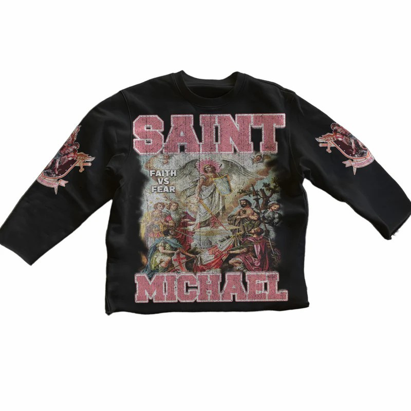 クロスボーダー半袖2025新作SAINTプリント七分袖Tシャツトップス万能カジュアルトレンドラウンドネック半袖|undefined