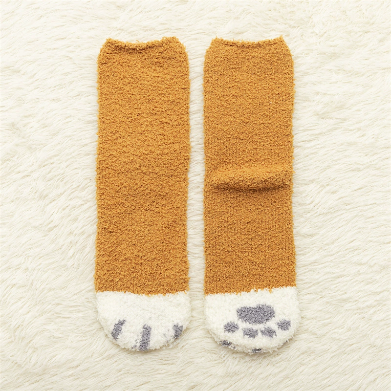 Warm coral velvet socks