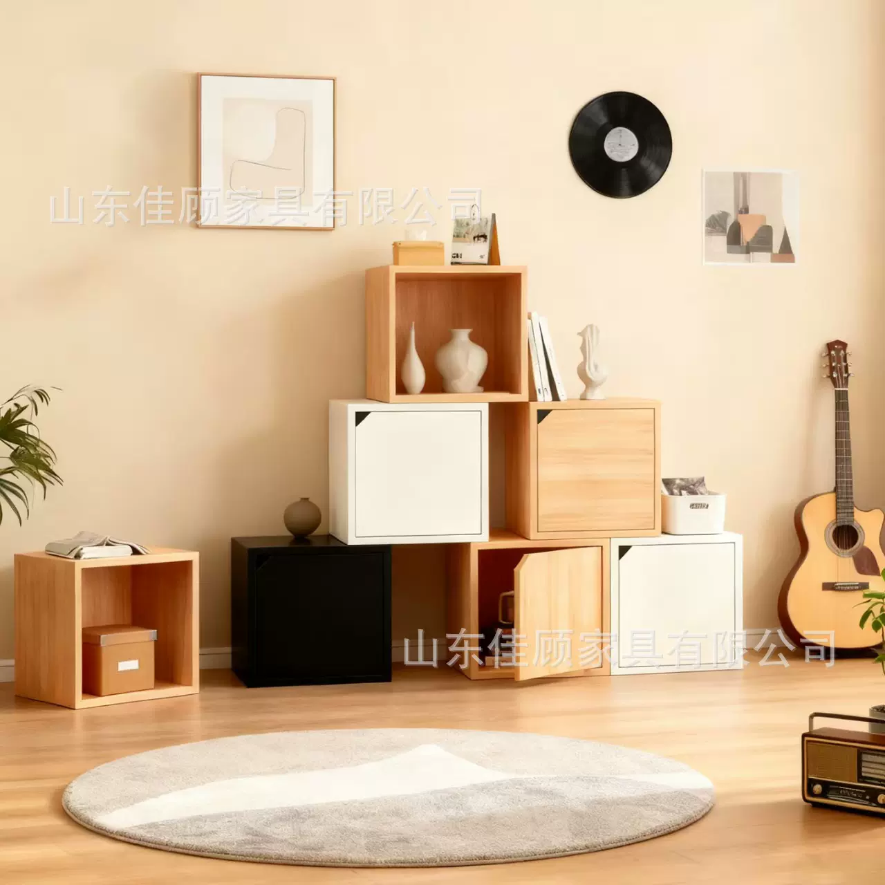 新款木质落地书架客厅自由组合格子置物架儿童绘本玩具收纳柜