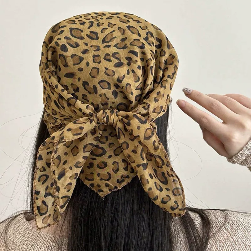 Новый леопардовый платок-головной убор для tying hair, стильная повязка на голову, принт шелковый шарф в горошек, высококлассные универсальные аксессуары, галстук-бандана для женщин
