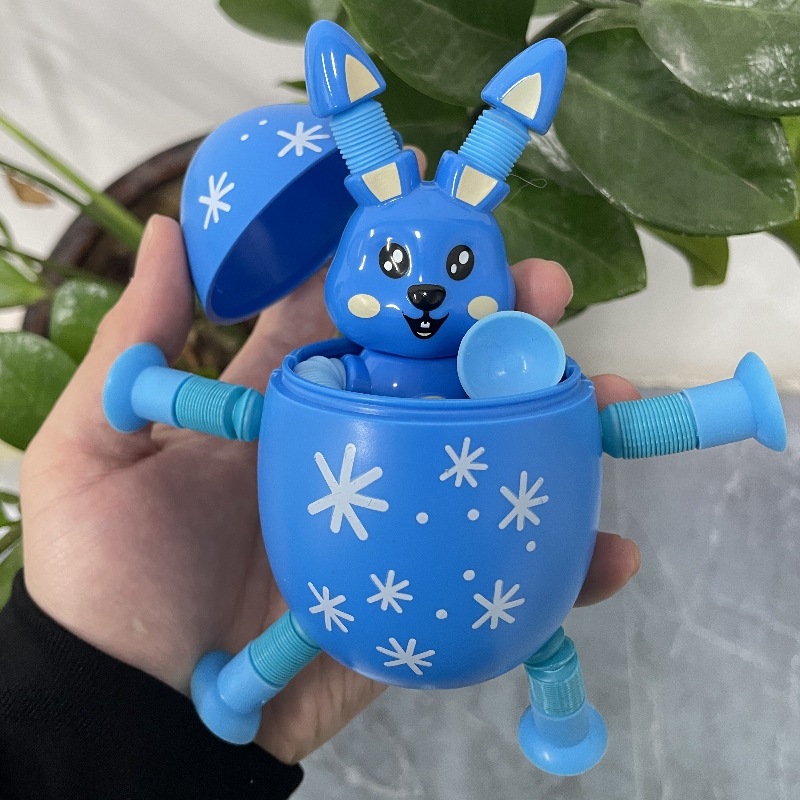 Transfronterizo robot flexible tubo telescópico niño puzzle dibujos animados estirados ventosa interacción padre-hijo creativo juguete descompresión