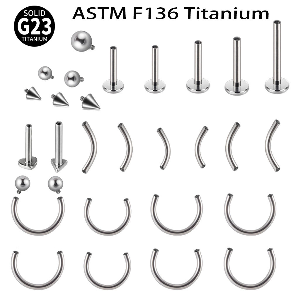 G23 titanium internal thread C rod nose ring lip ring U-shaped horseshoe ring ear bone ring F136 titanium alloy puncture accessories