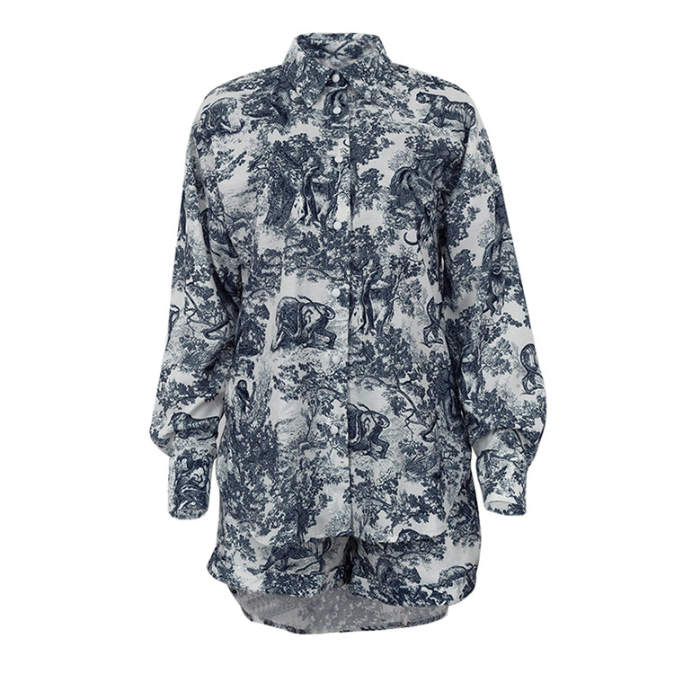 436g Weight Long Sleeve Sleeve Length Polyester Fabric Type Shorts Co-ord Set Sets Type 3 Pieces Set Quantity Holiday Occasion V Neck, Turndown Neckline Loose Fit Type Animal, Plant Pattern Summer, Spring Season Women's Gender Printing, Button Design Vintage Style, Streetwear Style Holiday Women's Vintage Style Streetwear Animal Plant Polyester Printing Button Shorts Co-ord Set Shorts Sets 12