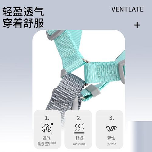 Pet Supplies Amazon New Product Macaron Nylon Dog Leash Set Adjustable Chest and Back Leash