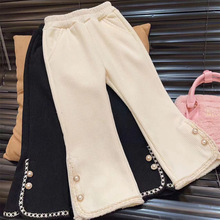 童星圆2025新品秋冬季儿童韩版小香微喇裤开叉裤童装货源一件代发