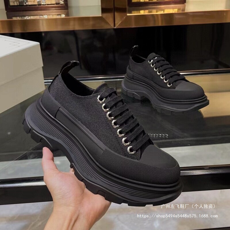 McQueen dad shoes for women, new spring and autumn fashion height-increasing couple's casual platform canvas shoes, men's sneakers