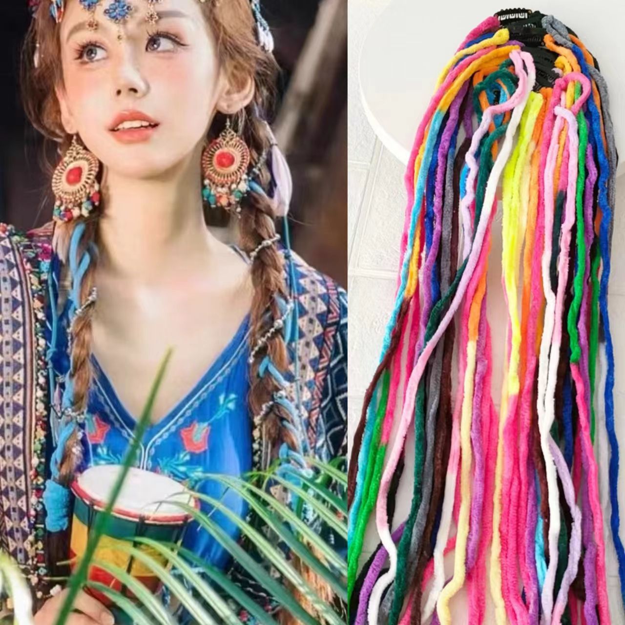 Trenzado de cabello, trenzado de cabello, cuerdas de cabello de color, trenzado de cabello, fotos de cabello de trenza, cuerdas de cabello de color, tibetanos