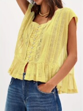 R 10468 Sweet Lace Trim Blouse �������߳��� �羳ŷ��