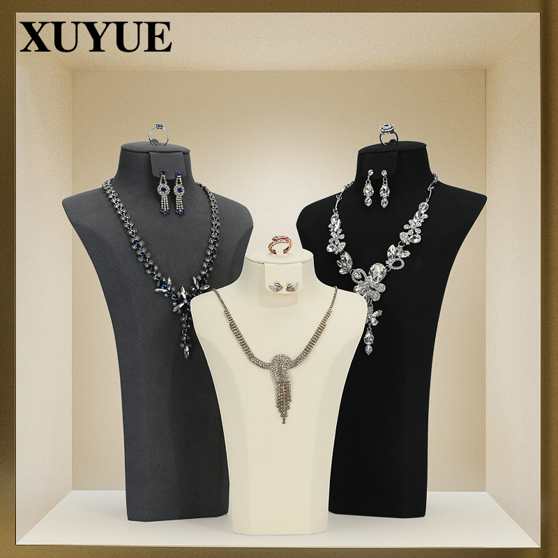 Xuyue Necklace Pendant Display Stand High-Quality Super Fiber Human Figure Neck Display Earrings Ring Necklace Set Mannequin Stand