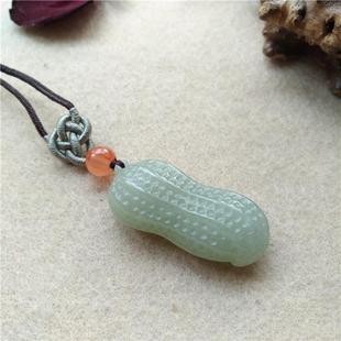 Emerald Jade Finely Carved Peanut Pendant for Men and Women, Simulated Jade Peanut Exquisite Pendant