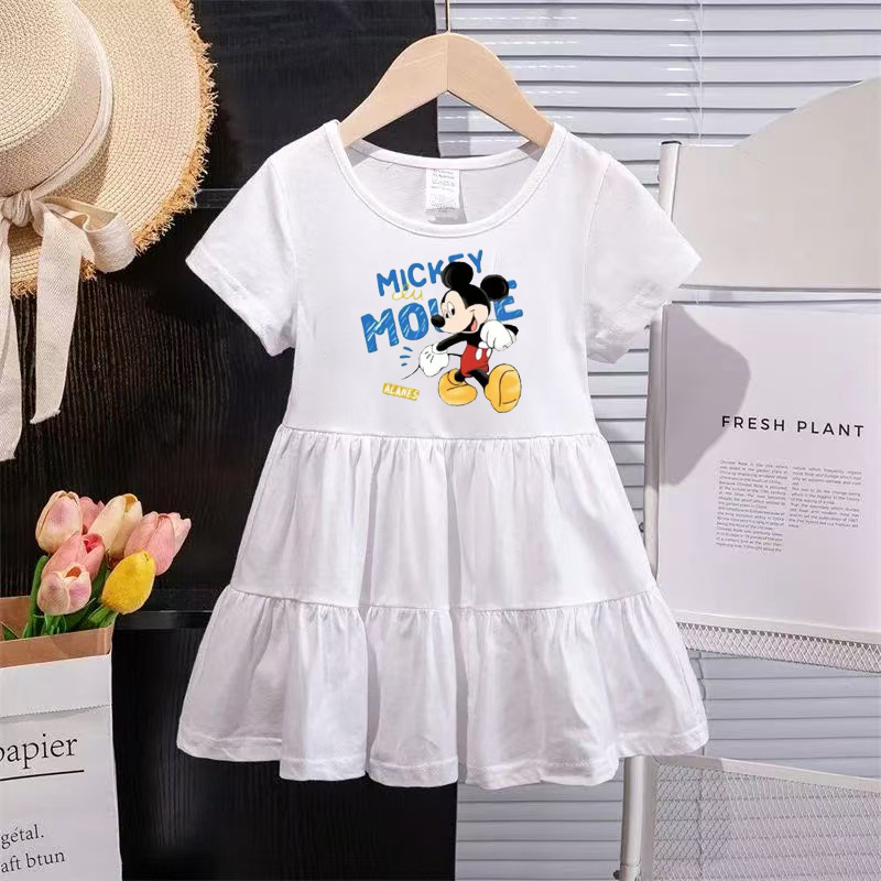 Disney Mickey and Minnie Dress for Girls, Summer Cartoon Print Short-Sleeve Dress, Cute Children's Cake Dress Disney Mickey and Minnie Dress for Girls, Summer Cartoon Print Short-Sleeve Dress, Cute Children's Cake Dress