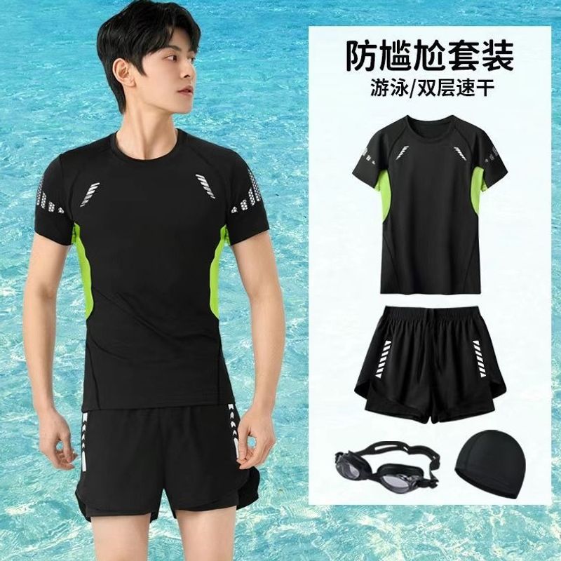 Men's swimsuit set adult swimming gear quick-dry swimwear men's anti-embarrassment summer hot spring beach shorts