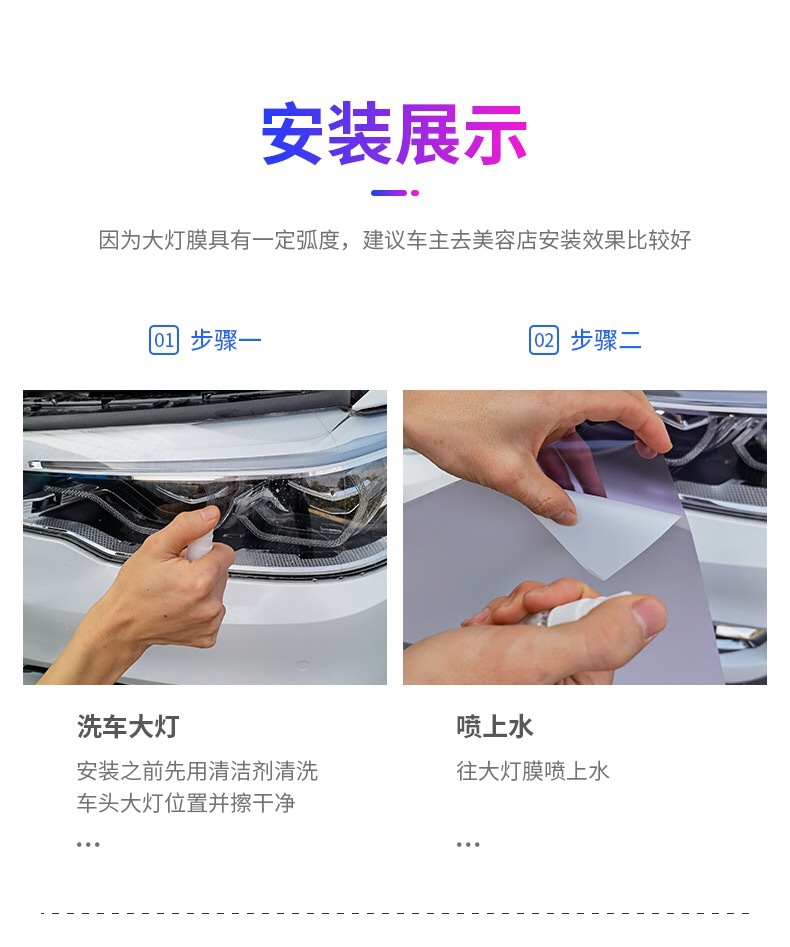 Suitable for Car Headlight Film Imported Tpu Light Control Blackened Headlight Rear Tail Light Color Changing Car Light Film Protection Tail