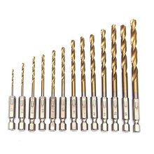 高速钢13pc镀钛木用麻花钻 电动螺丝刀转头 电起子电批钻花打孔钻