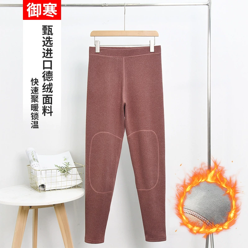 Термобелье 350 Kade Бархатные теплые брюки Женские шелковые бархатные брюки с высокой талией и флисовой подкладкой Плюс брюки до колена Утолщенные хлопковые брюки