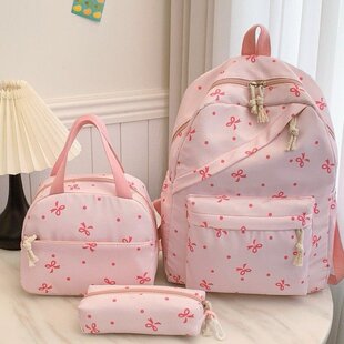 New Ins Three-Piece Bag Female College Student School Bag Large Capacity Backpack Leisure Travel Fashion Versatile Backpack