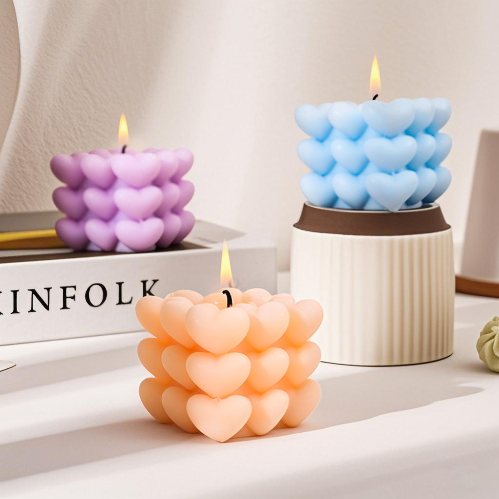 Inventario al por mayor amor cubo de fragancia geometría cubo de fragancia regalo de mano hogar vela de modelado creativo